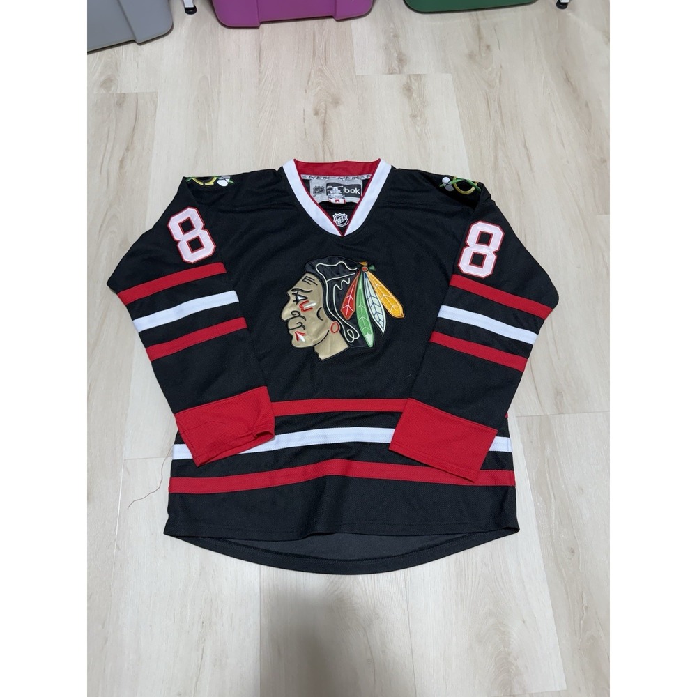 Reebok CCM Patrick Kane Chicago Blackhawks NHL Black Jersey Men's 48 With Strap